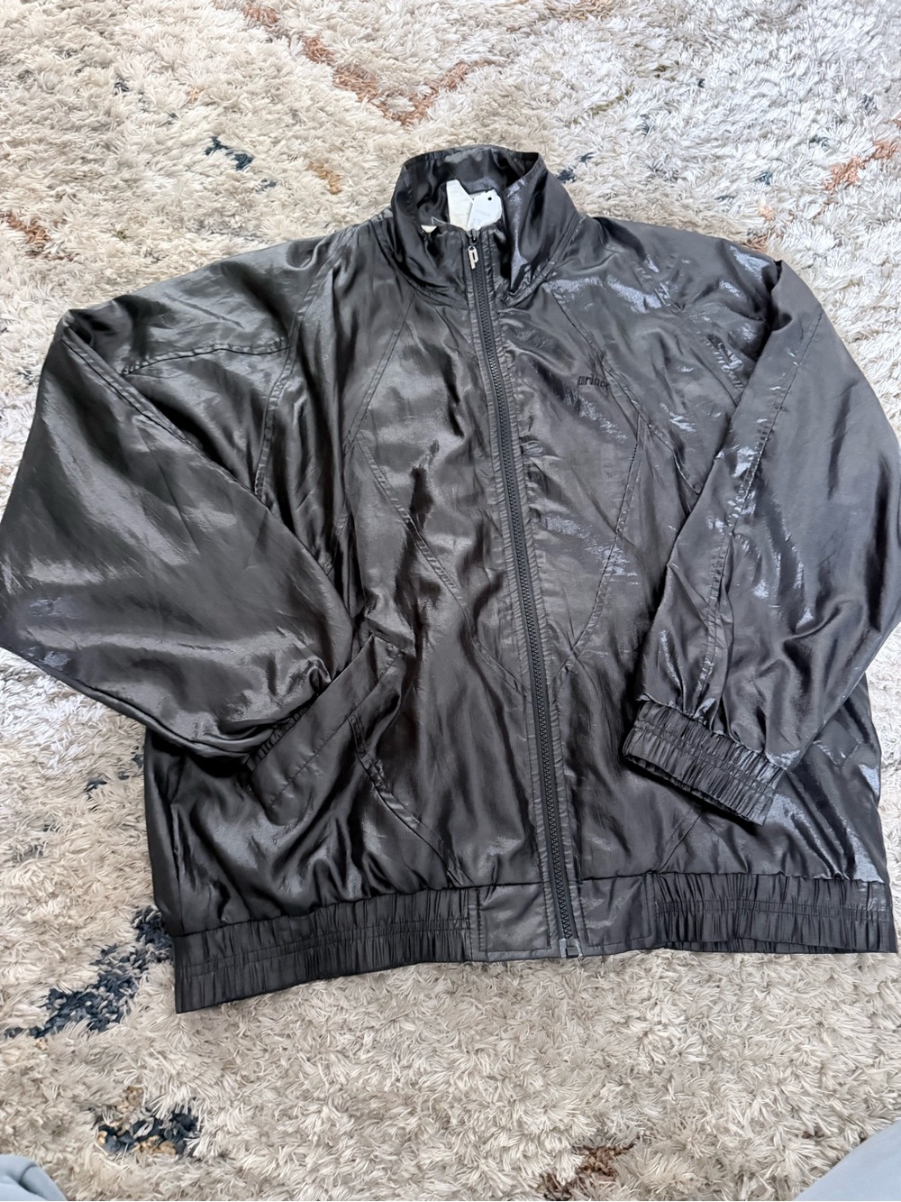 Prince Black Shiny Windbreaker Jacket